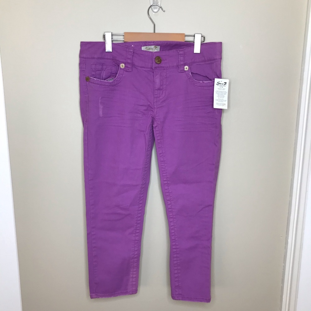 7 FOR ALL MANKIND Jeans Rosebud Purple Distressed - Picture 1 of 15